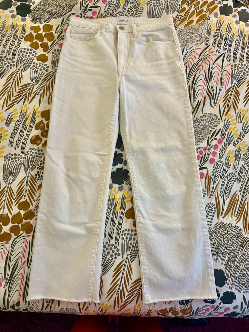 Frame Denim Off-White Straight Leg Jeans